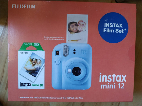 Cámara instantánea - Fujifilm Instax Mini 12, Pastel blue + 10 hojas de foto.