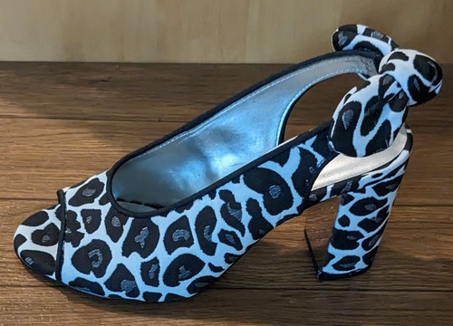 J.Renee Black/White Animal Print Block Heels Size 7 - Picture 5 of 10
