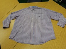 Chaps 2XL Men's Red White Blue Vertical Stripe Casual Dress Shirt