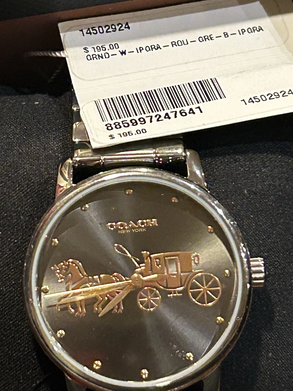 Orologio Nuovo con Etichette 14502924 autentico Coach Quadrante Grigio Grande Bracciale Maglia Acciaio Inox