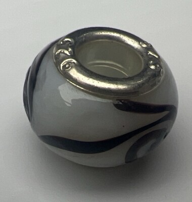 925 Sterling Silber Slide Charm Murano Glas Blase Perle weiß lila Wirbel