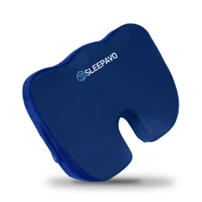 Sleepavo Navy Seat Cushion - Sciatica & Lumbar Support for Office, Car & Travel
