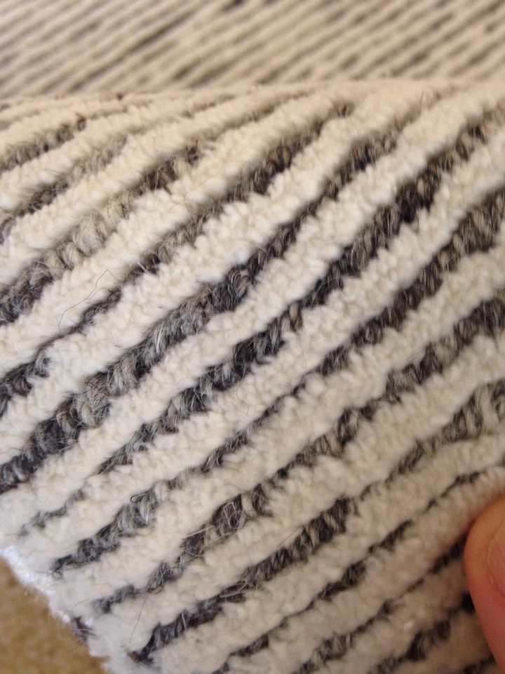 Modern Spectacular Silk/wool Tibetan Knotted Rug 2'X3' Stripe off White - Imagem 4 de 4