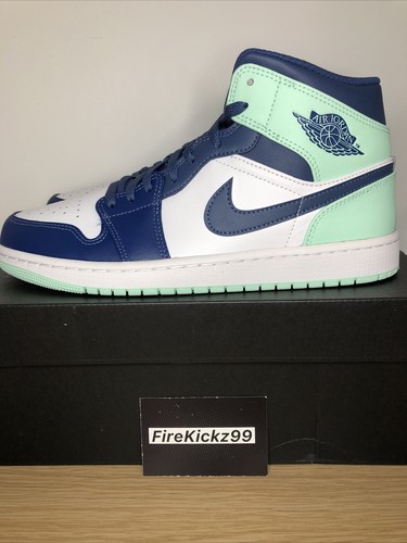 Nike Air Jordan 1 Mid Mint Foam White Mystic Navy Size UK 9 / US 10 / EU 44  | eBay