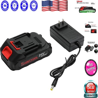 21 Volt 2.0 Ah Lithium Battery with Safety System - Perfect for DIY Power Tools