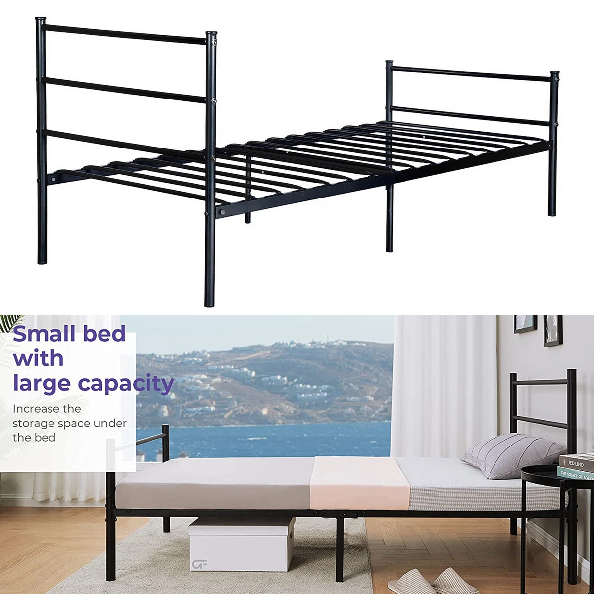 Single steel bed with storage deals