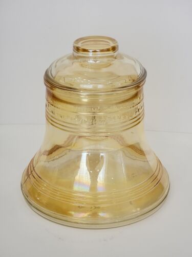 New Vintage 1976 Liberty Bell Cookie Jar Amber Carnival Glass Bartlett-Collins - Picture 3 of 24
