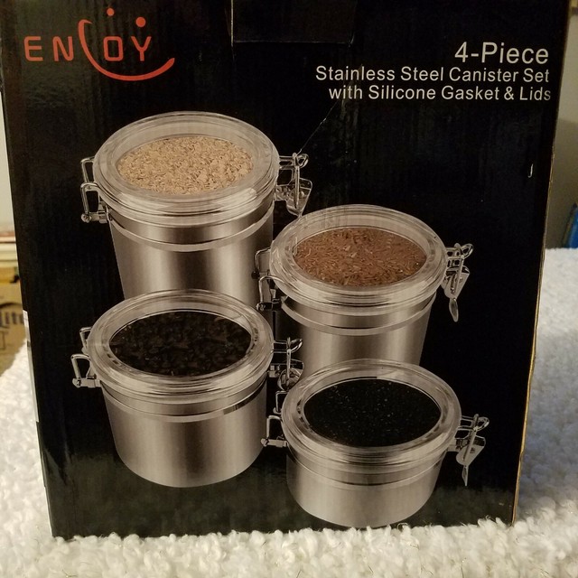 Stainless Steel Airtight Canister Food Storage 4 Set Container