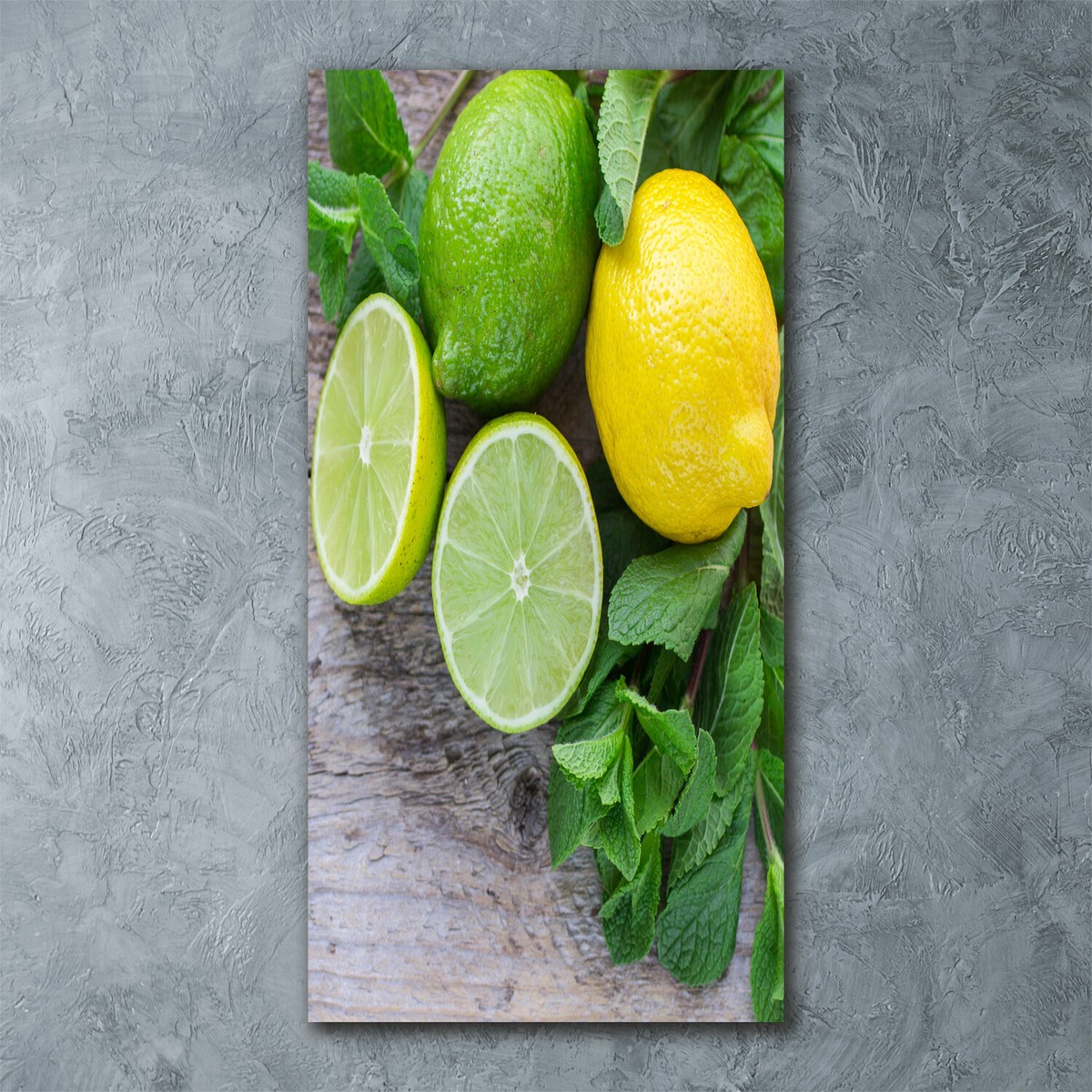 Tableau Décoratif Sur Verre Trempé Tulup - Motif Citron Vert Et Citron, 100x50 Cm