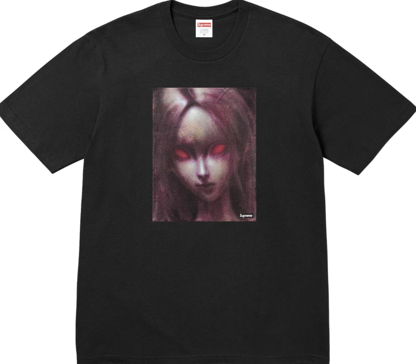 Tee shirt noir Supreme Red Eyes taille XL FW24 streetwear box logo horreur effrayant grunge