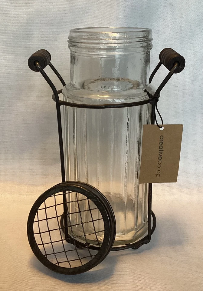 "Florero estilo primitivo con tapa de rana de metal de 8,5"" de alto" Foto 3 de 4