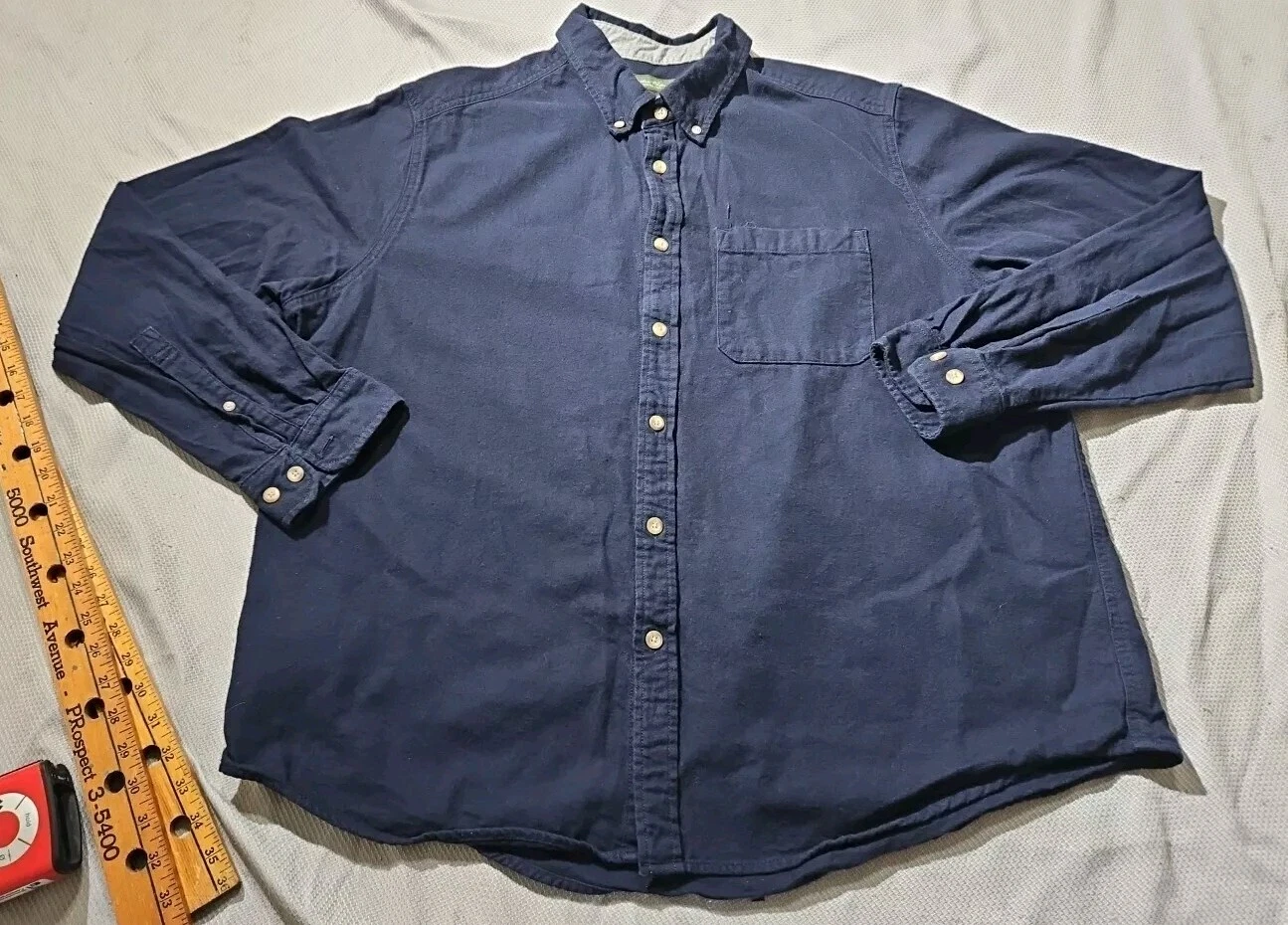 Eddie Bauer Shirt Mens XXL 2XL Blue Flannel Button Outdoor Casual Brushed Cotton