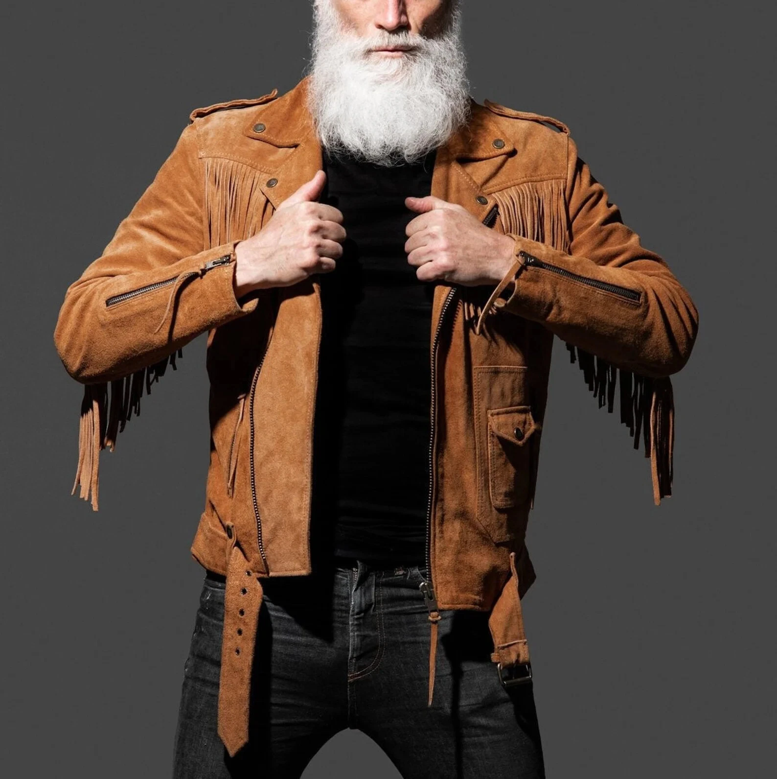 Men's Premium Fringe Suede Leather Jacket Western Style Luxury Handmade Edition