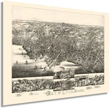 1882 Plymouth Massachusetts Map Poster - Vintage Plymouth MA Wall Art Decor