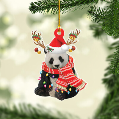 Panda Reindeer Christmas Light Ornament, Custom Car Ornament