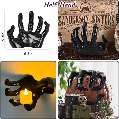 Decoraciones de Halloween montadas en la pared espeluznantes manos al alcance con paquete iluminado de 3 - Imagen 6 de 13