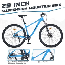 29" Wheels Single Speed Mountain Bike Front Suspension Steel Frame for Men Women