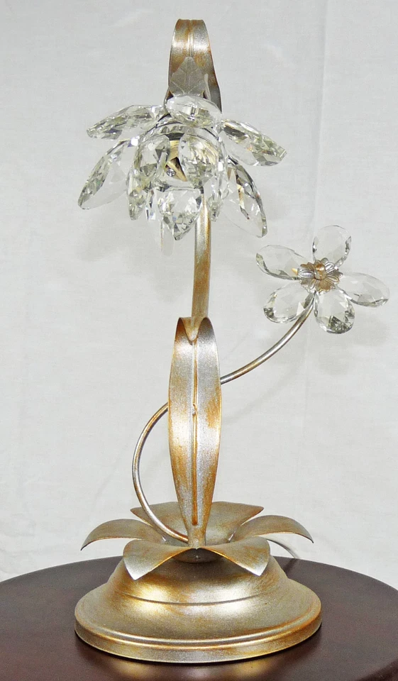 Lume cristallo antico argento lampada da tavolo ferro battuto made Italy art.712 - Immagine 2 di 4