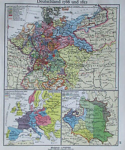 Deutschland 1786 Und 1812 Alte Karte Landkarte Aus 1922 Old Map Ebay