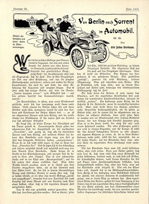 Von Berlin nach Sorent im Automobil im Adlermotorwagen Otto Julius Bierbaum 1902