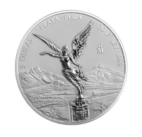 Plata Reverse Proof Libertad Diosa de la Victoria México 2017 5 onzas oz plata