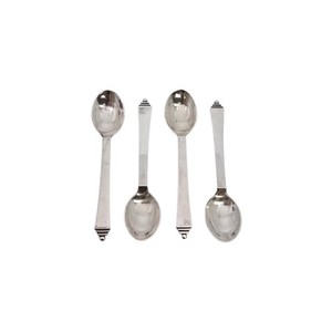 Set of 4 Georg Jensen Pyramid Sterling Silver Mocha Spoons #24540