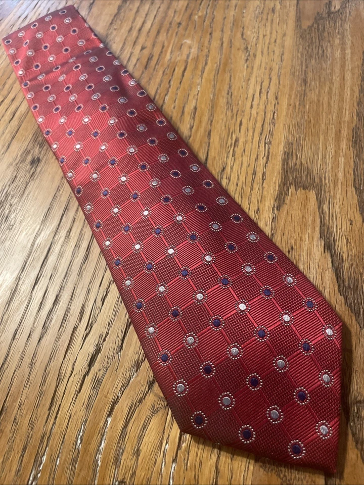 NUEVA CON ETIQUETAS Corbata Corbata de Seda Tejida Gruesa Geométrica Canterbury Hecha a Mano Foto 2 de 4