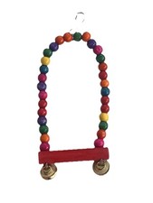 Birds Perch Hanging Swings Toy Colorful Natural Wooden Bells Parrots Beads