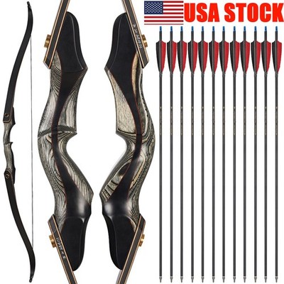 25-50lbs Archery 60'' Takedown Recurve Bow for Adult Bow Hunting &Target Shooting