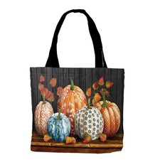 Briarwood Lane Fall Elegant Pumpkins Canvas Tote Bag 15" x 14" x 7"