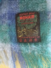 Vintage Scottish Mohair Plain Blues And Greens Throw