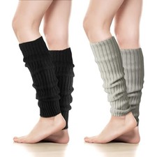 Women's Leg Warmers - 1/2 Pack 80s Retro Fashion Knit for Black, Graygreen