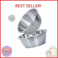 304 Stainless Steel Microporous Colander, 1.5QT Large Capacity with Mixing Bowl 