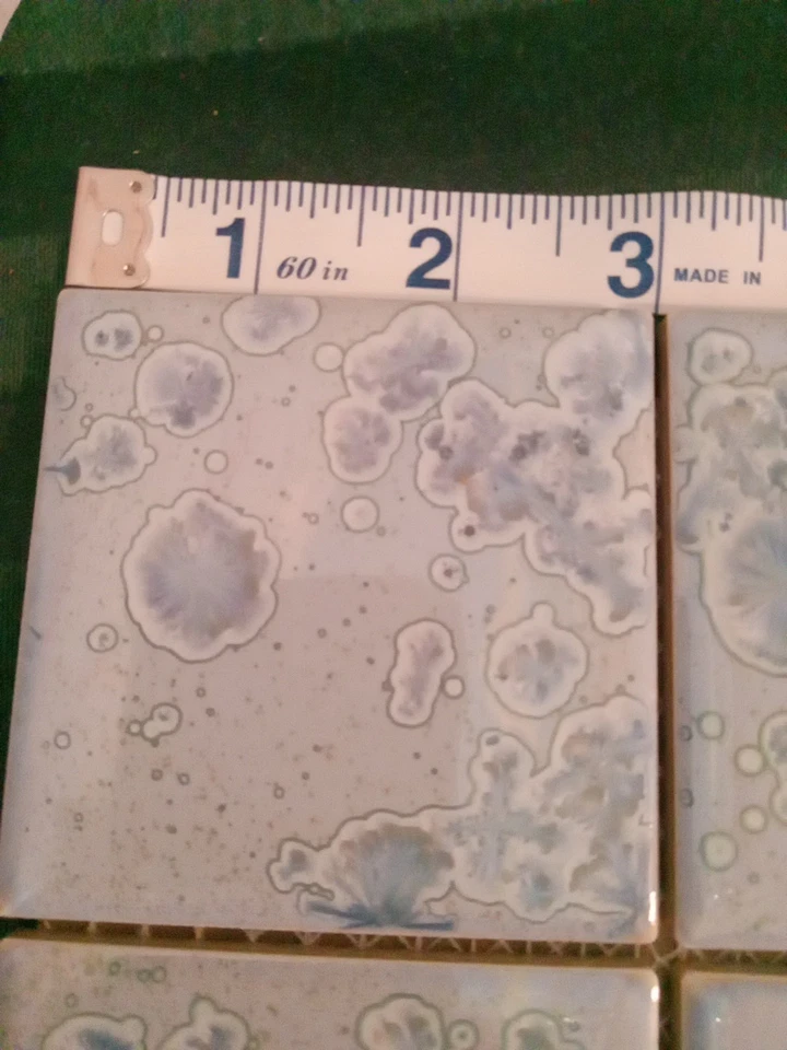 Azulejo de pared de cerámica 3x3 azul con diseño azul/rosa resaltado abstracto lote de 16 Foto 3 de 4