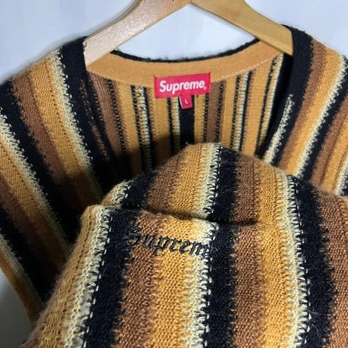 SS21 2021 Supreme NYC Stripe Knit Sweater Vest in Brown L image 3