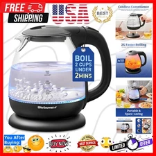 1L 1100W Glass Kettle with Auto Shut-Off & Stylish LED – Boil Water Fast