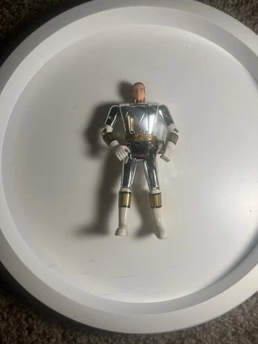 Vintage 1995 Power Rangers WHITE RANGER Flip Head Action Figure Bandai Vac Metal