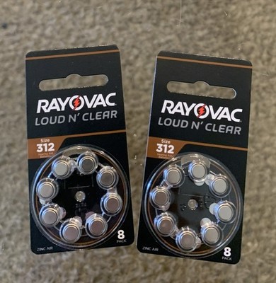 Lot Of 2 Hearing Aid RAYOVAC 312 batteries Loud N  Clear 16 Total Exp. Nov 2026