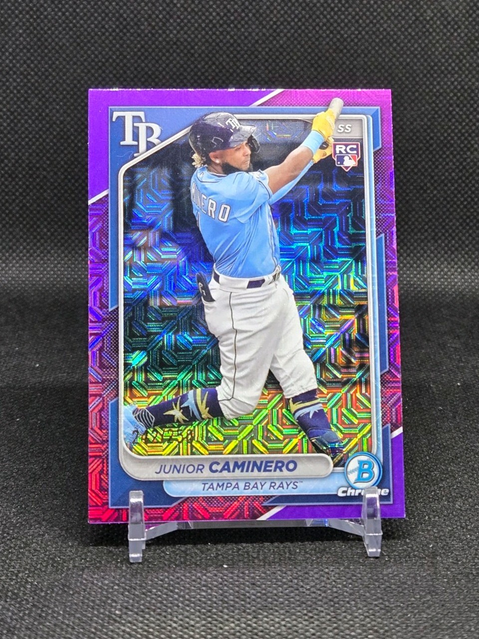 2024 Bowman Chrome Junior Caminero #56 Purple Mojo Refractor /250 Rookie Rays🔥