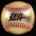 Nolan Ryan Signed Gold OML Baseball with Display Case (PSA)