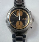 SEIKO 6138-8030 Automatic Chronograph Watch Vintage Mens Black Dial 21 Jewels