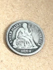 1862 Seated Liberty Dime 10c Civil War Date Circulated Silver US Coin VF Detail