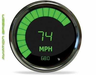 Intellitronix MS9222G LED Digital Memory Speedometer 3-3/8'' Chrome Green