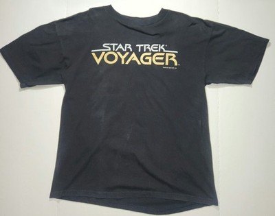 VINTAGE 1994 RARE STAR TREK VOYAGER T SHIRT Size XL Black TV Sci-Fi Promo Tee