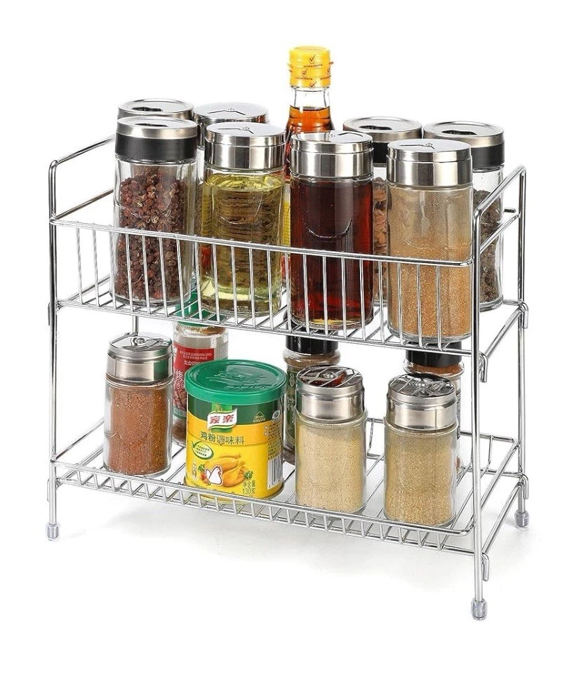VINSANI 2 TIER FREE STANDING SPICE RACK - CHROME