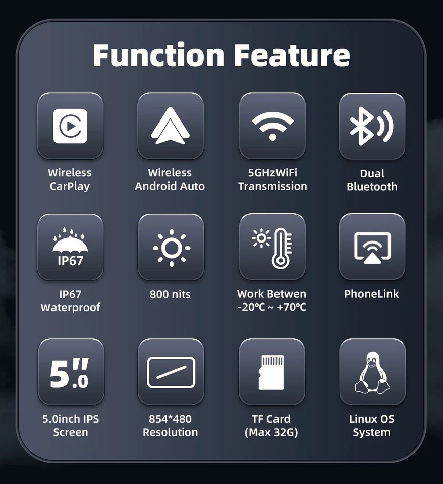5" Motorcycle GPS Navigation Device Dual Bluetooth Wireless CarPlay/Android Auto - Image 3 of 4