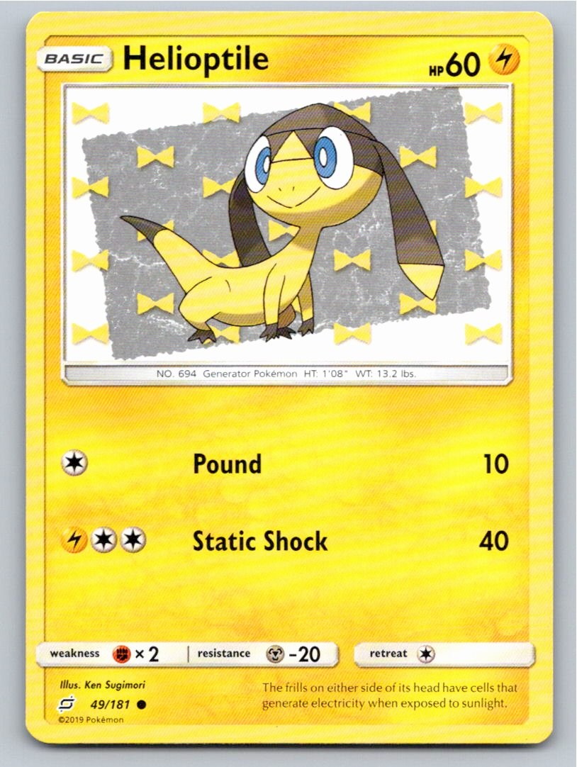 2019 POKEMON HELIOPTILE TEAM UP 49/181 COMMON NM A49553 FREE S&H