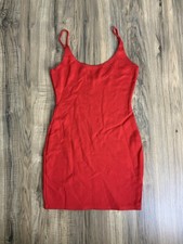 Fashion Nova Women Small Bodycon Dress Spaghetti Strap Short Red
