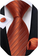 Mens Solid Color Tie and Pocket Square Set Woven Silk Plain Necktie Handkerchi