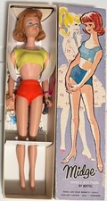 NEW Midge Barbie's Best Friend 1962 #860 Titian/Blue EyeStand Blue Swim Suit Box